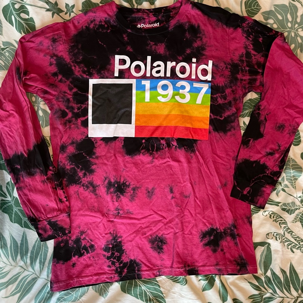Polaroid Tie-Dye Unisex Long-Sleeve Graphic Tee (100% Cotton)